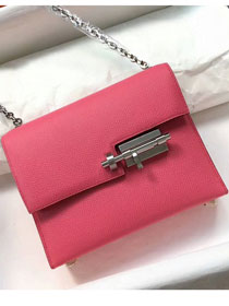 Hermes original epsom leather verrou chaine bag V23 rose red