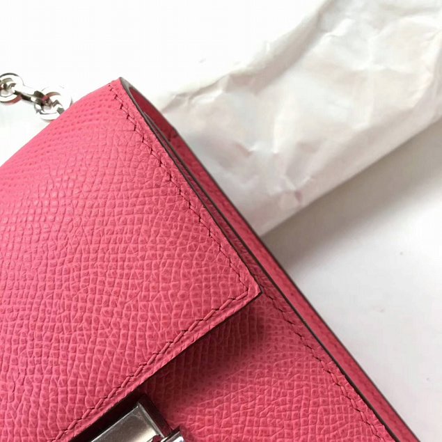 Hermes original epsom leather verrou chaine bag V23 rose red