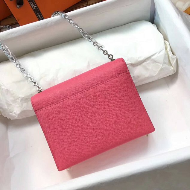 Hermes original epsom leather verrou chaine bag V23 rose red