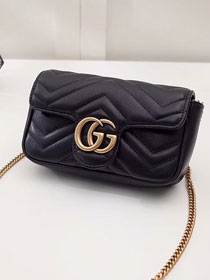 GG original calfskin marmont super mini bag 476433 black