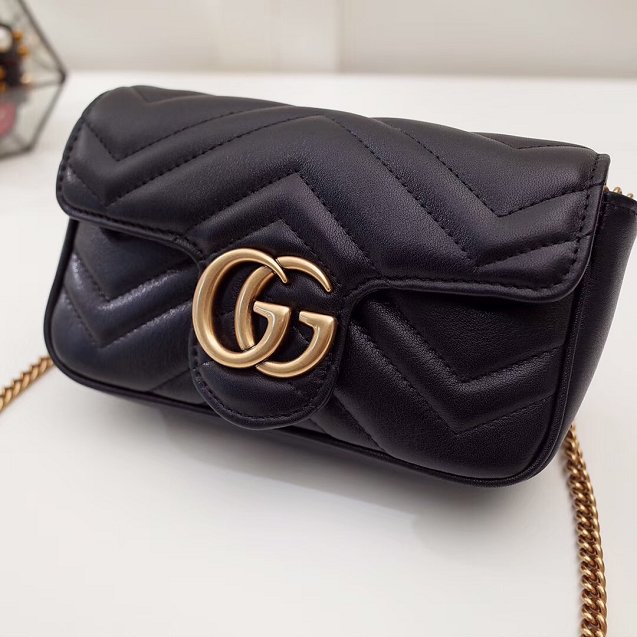 GG original calfskin marmont super mini bag 476433 black