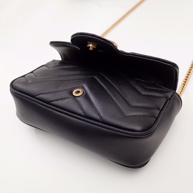 GG original calfskin marmont super mini bag 476433 black