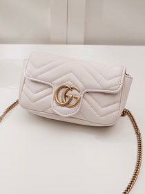 GG original calfskin marmont super mini bag 476433 white