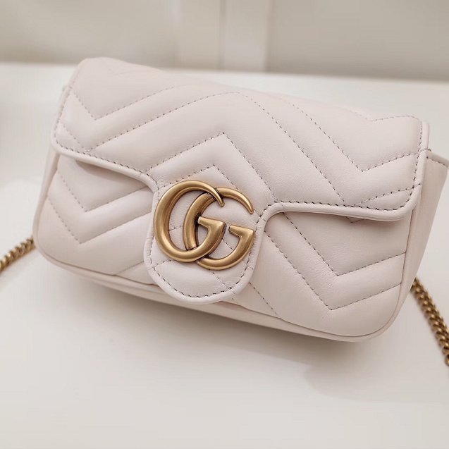 GG original calfskin marmont super mini bag 476433 white