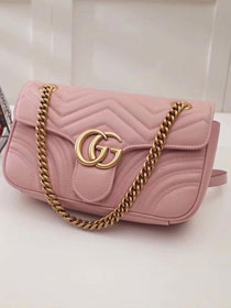 GG original calfskin marmont small shoulder bag 443497 pink