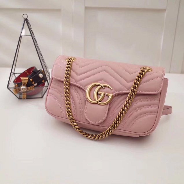 GG original calfskin marmont small shoulder bag 443497 pink