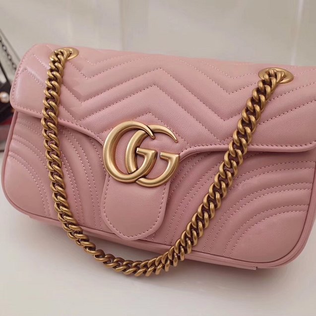 GG original calfskin marmont small shoulder bag 443497 pink