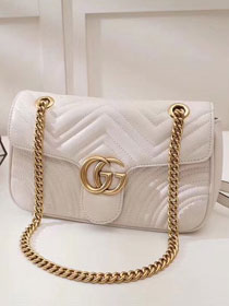 GG original calfskin marmont small shoulder bag 443497 white