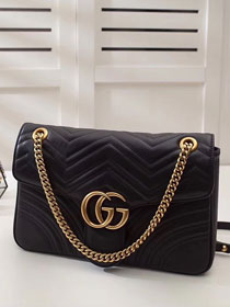 GG Marmont matelasse original leather medium shoulder bag 443496 black