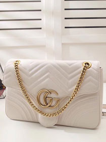 2017 GG Marmont original matelasse leather medium shoulder bag 443496 white