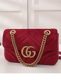 2017 GG marmont mini velvet shoulder bag 446744 red