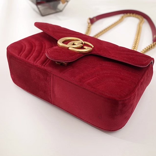 2017 GG marmont mini velvet shoulder bag 446744 red