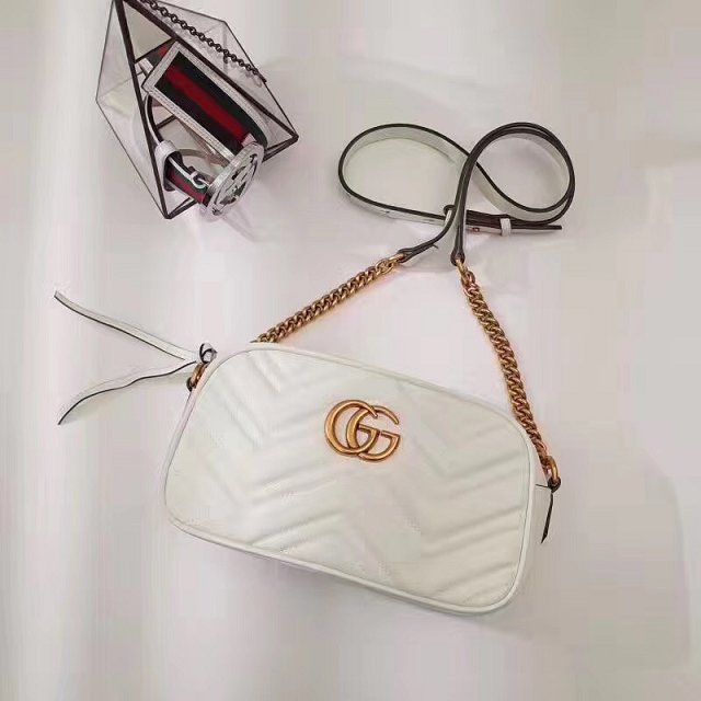 GG marmont original calfskin small shoulder bag 447632 off-white