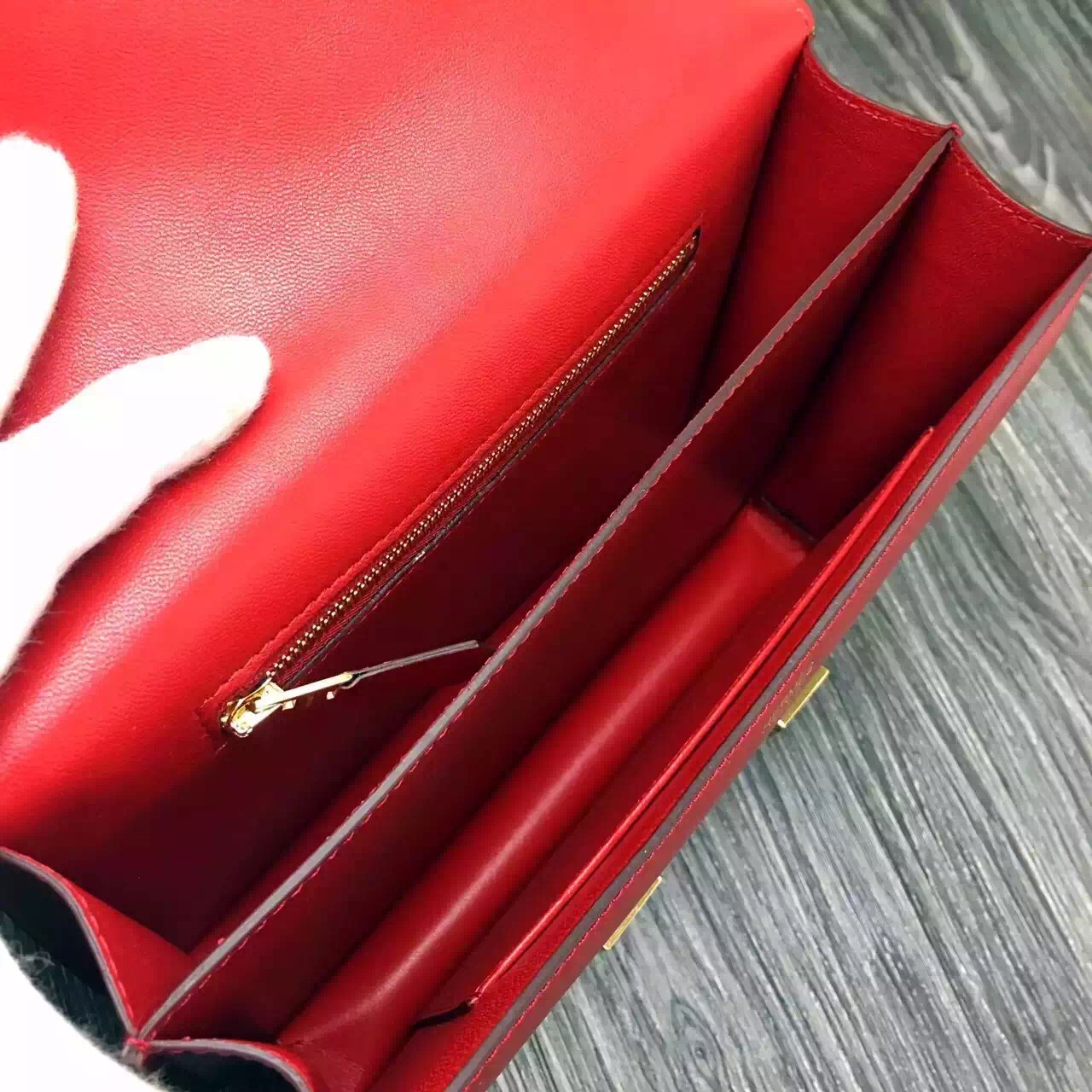 Hermes original box leather small constance bag C019 red