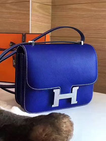 Hermes original epsom leather constance bag C23 electric blue