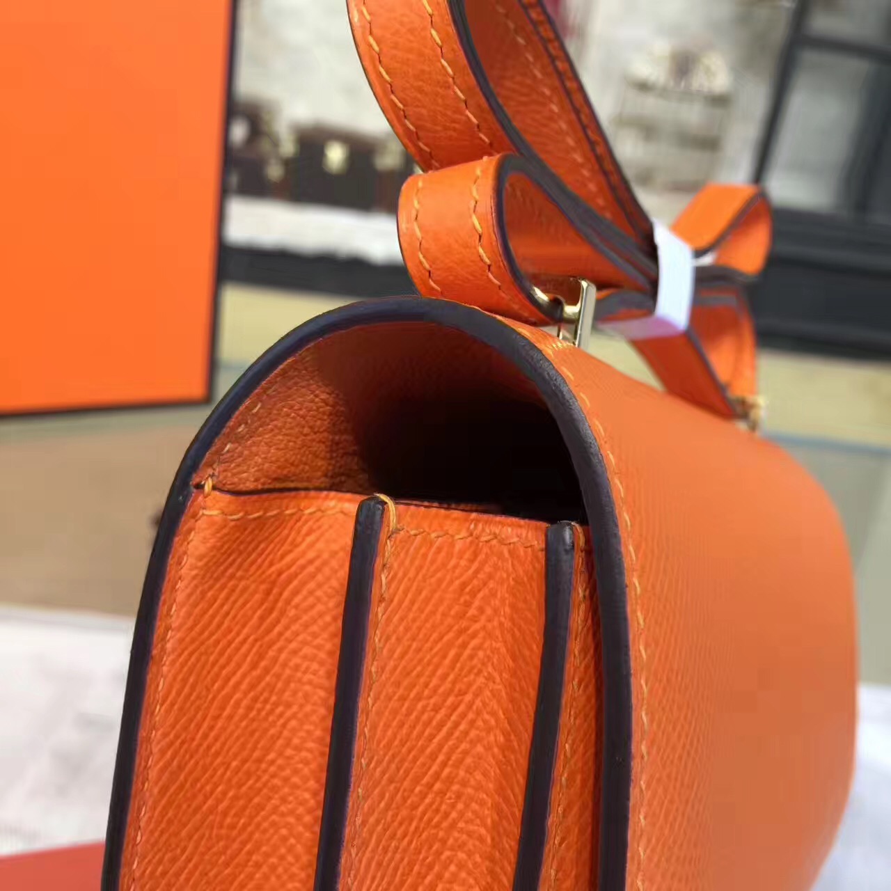 Hermes original epsom leather constance bag C23 orange