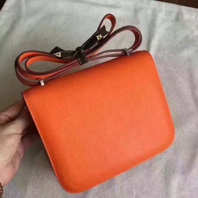 Hermes original epsom leather small constance bag C19 orange