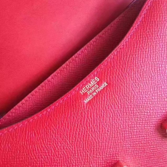 Hermes original epsom leather small constance bag C19 red