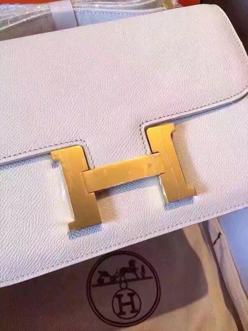 Hermes original epsom leather small constance bag C19 white