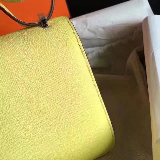 Hermes original epsom leather small constance bag C19 yellow