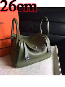 Hermes original top togo leather small lindy 26 bag H26 blackish green