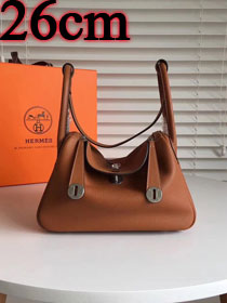 Hermes original top togo leather small lindy 26 bag H26 brown