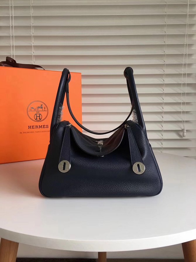 Hermes original top togo leather medium lindy 30 bag H30 black