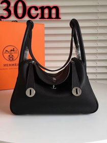 Hermes original top togo leather medium lindy 30 bag H30 black&rose red