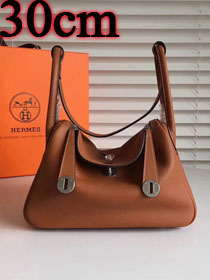 Hermes original top togo leather medium lindy 30 bag H30 brown