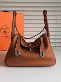 Hermes original top togo leather large lindy 34 bag H34 brown