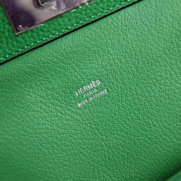 Hermes original togo leather toolbox handbag T31 green