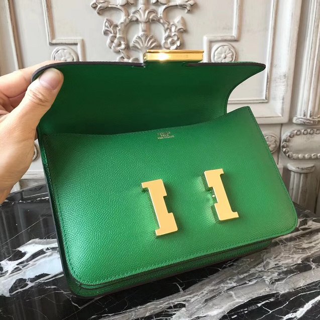 Hermes epsom leather small constance bag C19 green