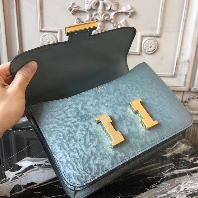 Hermes epsom leather small constance bag C19 light blue