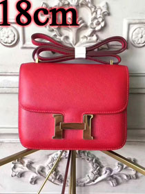 Hermes epsom leather small constance bag C19 red