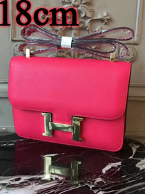 Hermes epsom leather small constance bag C19 rose red