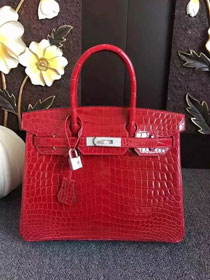 Top hermes genuine 100% crocodile leather handmade birkin 35 bag K350 red