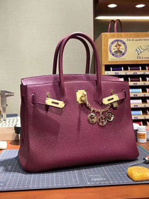 Top hermes 100% totally handmade original togo leather birkin 35 bag H350 bordeaux