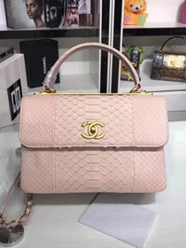 2018 CC original snakeskin top handle flap bag A92236 light pink