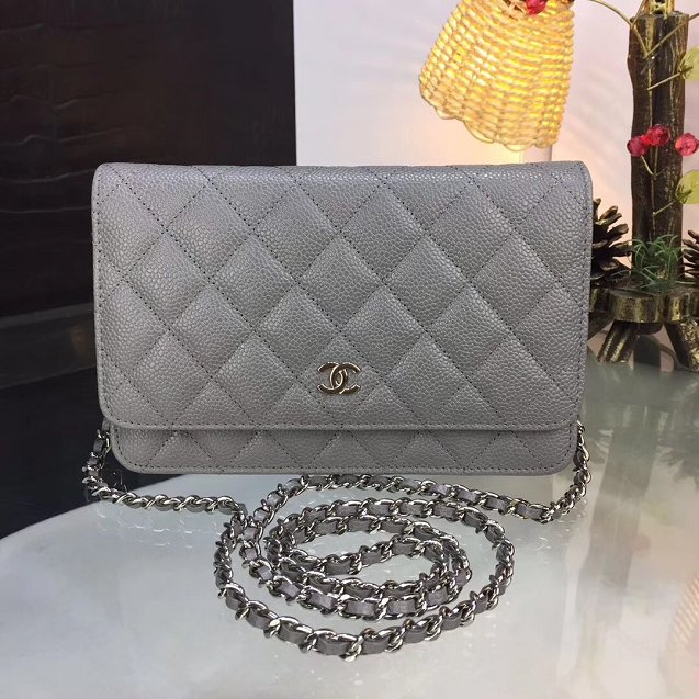 CC original caviar leather woc chain bag 33814 gray