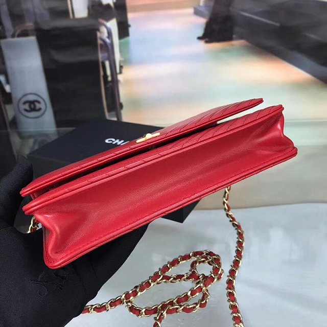 CC original caviar leather woc chain bag 33814-6 red