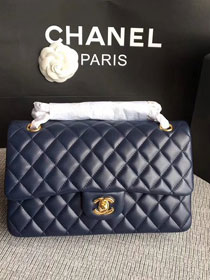 CC original lambskin leather double flap bag A1112 navy blue