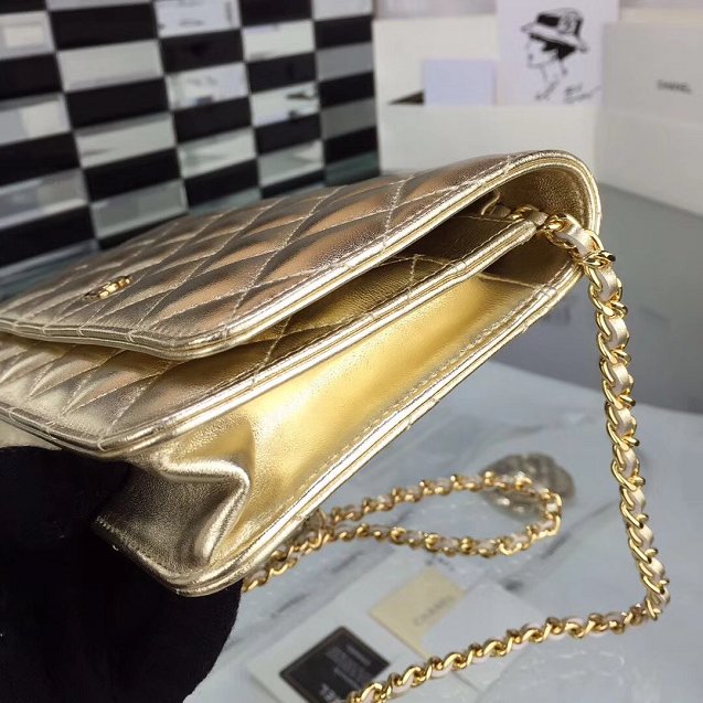 CC original lambskin leather woc chain bag 33814-1 gold