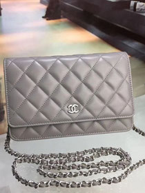 CC original lambskin leather woc chain bag 33814-1 gray