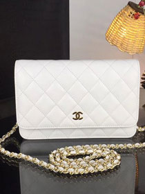 CC original lambskin leather woc chain bag 33814-1 white