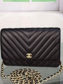 CC original lambskin leather woc chain bag 33814-2 black