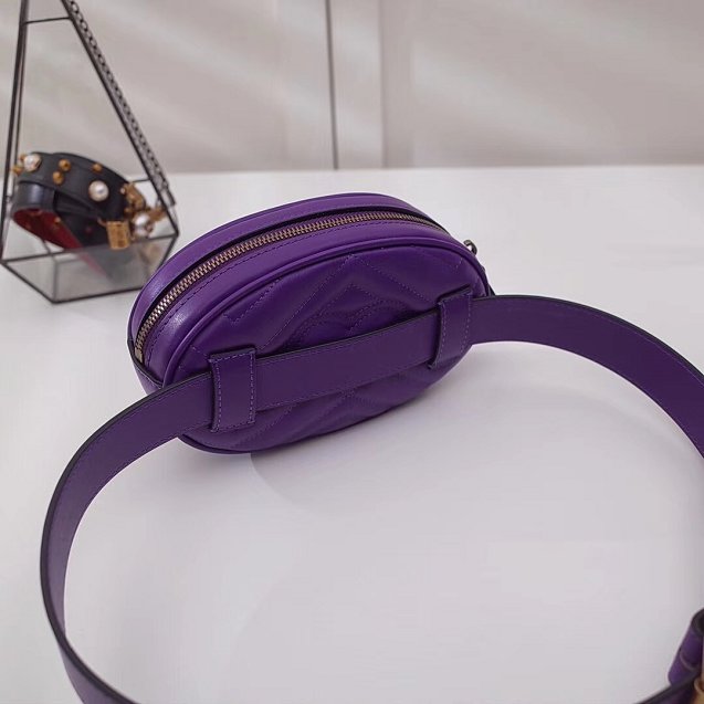 2018 GG Marmont original matelasse leather belt bag 476434 purple