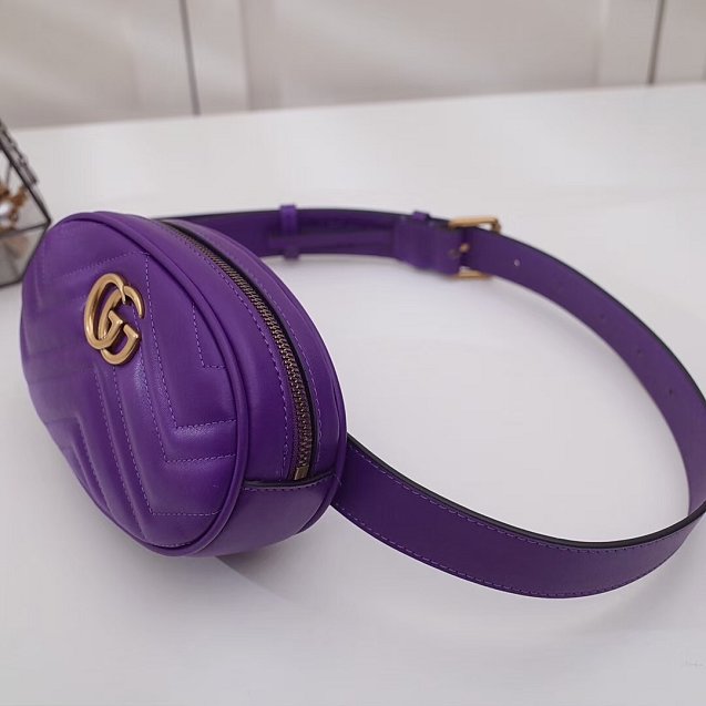 2018 GG Marmont original matelasse leather belt bag 476434 purple