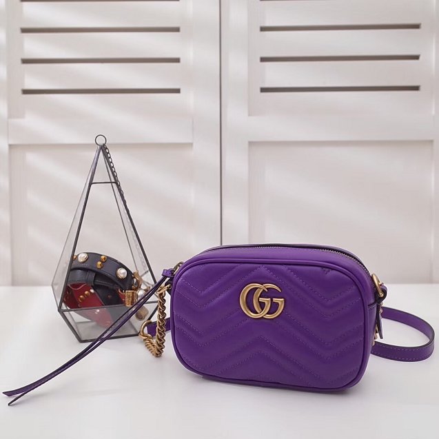 2018 GG marmont matelasse calfskin mini bag 448065 purple