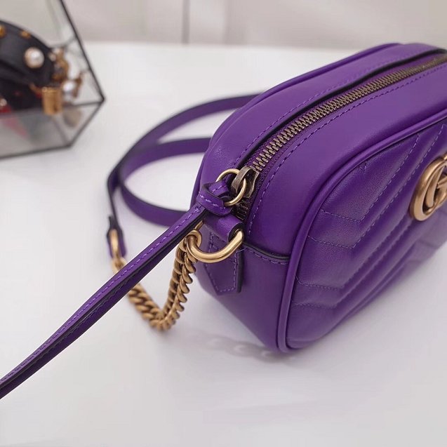 2018 GG marmont matelasse calfskin mini bag 448065 purple