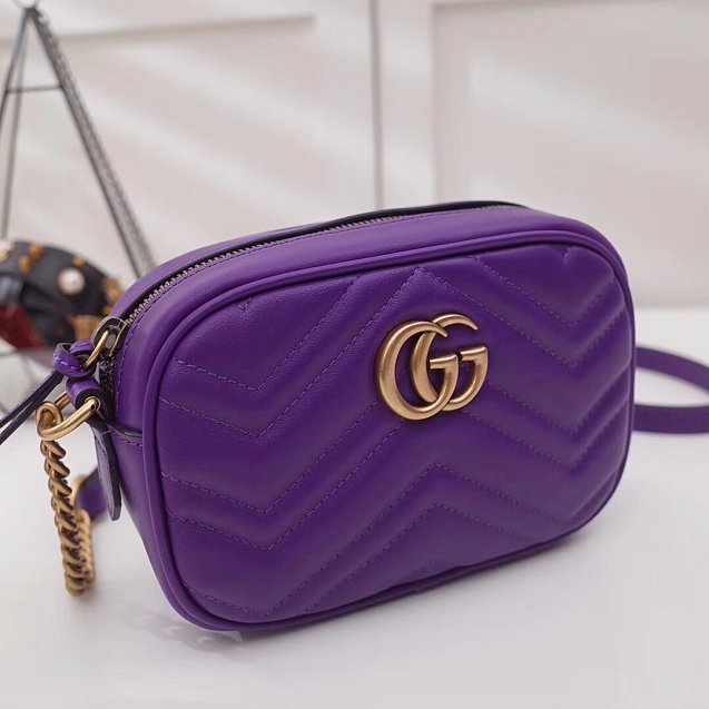 2018 GG marmont matelasse calfskin mini bag 448065 purple